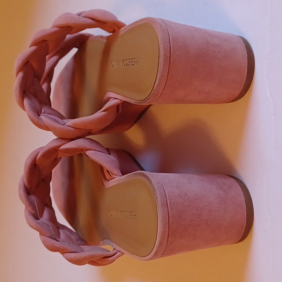 Rebecca Minkoff Imani Pink Braided Genuine Suede Platform Slide Sandals sz 7.5 - Picture 6 of 11